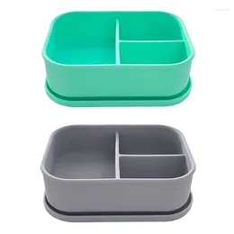 Dinnerware Silicone Lunch Box Grade Crisper Microwave Heating 3-Compartment Bento Office Student Kitchen Tableware Durable