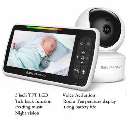 Monitors 5'' Baby Monitor IR Night Vision Video Baby Camera Temperature Monitor Intercom Walkie Talkie Babysitter Surveillance Security