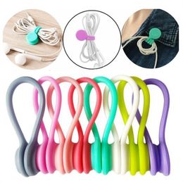 Silicone Cable Holder Clips Magnetic Twist Cable Ties Cord Wrap Strong Holding Stuff Cables Organiser For Home Office T9I002624