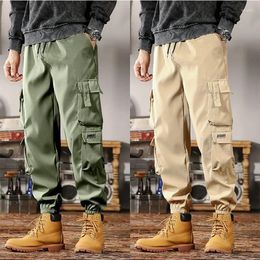 Men's Pants 2024 Summer Oversized Loose Casual Irregular Wear Solid Color Pockets Overalls Drawstring Y2K Chic