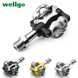 Lights WELLGO W01 MTB Touring Bike Bicycle Clipless Light Pedals 9/16" CRMO Spindle Sealed Cleats Compatible For SHIMANO SPD 294g