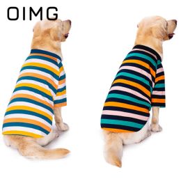 Vests OIMG Cotton Stripes Large Dogs Clothes Labrador Akita Border Terrier Outdoor Casual Pet Tshirt Breathable Dog Vest Two Colours