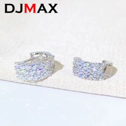 Earrings DJMAX All 1.5CT Moissanite Hoop Earrings for Women Original 925 Sterling Silver Lady's Moissanite Diamond Earrings New 2023