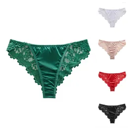 Women's Panties Sweet Silk Satin Underwear Lace Sexy Lingerie Girls Breathable Briefs Soft Comfortable Women