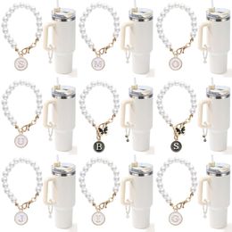 Other Drinkware Letter Charm For Cup Pearl Chain Accessories Initial Charms Handle Stuff Decor Water Bottle Jewellery Tumbler Cute Simpl Ot4Ux