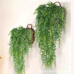 Decorative Flowers 1pcs Persian Fern Leaves Home Garden Room Decor Hanging Artificial Plant Plastic Vine Grass Wedding Party Wall Decoration