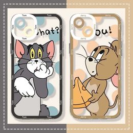 Cell Phone Bumpers Cartoon Toms and Jerries Transparent Phone Case for IPhone 15 14 13 12 Mini 11 Pro Max X XR XS 7 8 SE Plus Soft Silicone Cover Y240423