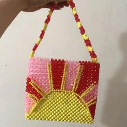 Totes Ins Fashion Personalized Colorful Handheld Crossbody Bags Acrylic Handwoven Beaded Crystal Women's Bag Wallet Customizable