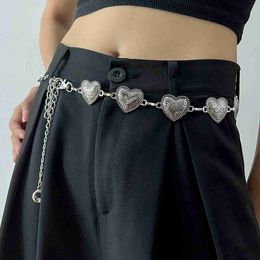 Waist Chain Belts Vintage Gold Chain Belt Female Heart Metal Ladies Waist Punk Goth Belts For Women Silver Thin Waistband Pant Harajuku Accessory