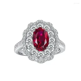 Cluster Rings SpringLady Luxury 925 Sterling Silver 6 9MM Oval Cut Created Moissanite Ruby Gemstone Wedding Engagement Ring Fine Jewelry