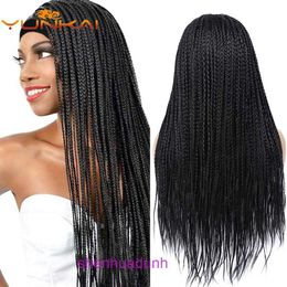 Factory Outlet Fashion wig hair online shop Box braided wigs black triple ice with headgear
