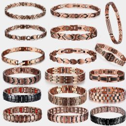 Bracelets Men Pure Copper Bracelet Health Energy Germanium Magnetic Bracelet Vintage Hologram Chain Link Bracelets for Women Arthritis