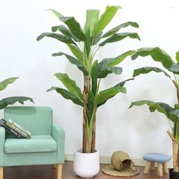 Decorative Flowers 1.8-2.1M Simulation Banana Potted Plant Indoor Soft Decoration Garden Pots And Planter Tropical Green Fake Tree
