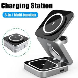 Chargers 3 in 1 Magnetic Wireless Charger Stand Pad Foldable for iPhone 15 14 13 12 Apple Watch 8 7 AirPods Fast Charging Dock Station