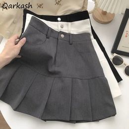 Pleated Skirts Women High Waist Korean Style Summer Solid All-match College Temperament Ulzzang Fashion Mini Sweet Ins Casual 240408