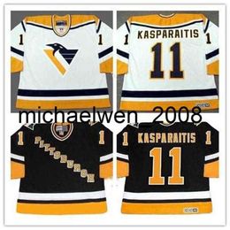 Kob Weng Custom XS-5XL DARIUS KASPARAITIS 1998 CCM Black White Throwback Home Any Name Any Name Hockey Jersey vintage