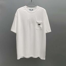High Version Summer New P Family Classic Basic Triangle Iron Label Pocket Men S And Women Simple Short Sleeved T Shirt