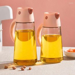 Storage Bottles Automatic Opening And Closing Glass Oil Pot Kitchen Leak Proof Tank With Cover Seasoning Bottle Vinegar