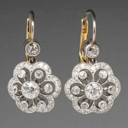 Charm Gorgeous Flower Crystal Wedding Earrings for Women 2023 New Fashion Jewellery Micro Pave White Cubic Zircon Drop Earrings Gifts Y240423