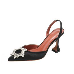 Luxury sandals famous designer amina muaddi women high heel 10cm sliders for women party wedding shoes sandals women dressy summer pointed sh040 B4