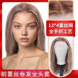 BW Front Lace Centre Split Partial Full Head Set Long Curly Hair Wig Human Headband 13 * 4 Trimmable Inner Mesh