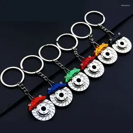 Keychains 6 PCS Creative Brake Disc Wheel Rim Metal Keyring Car Waist Bag Pendant