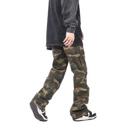 24ss designer retro loose camouflage overalls American straight leg men's and women's fashion brand logging pants High street fashion men's casual pants