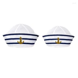 Berets Funny Hat With Roll-up White& Blue Navy Seafaring Anchor Print Cosplay Dress Adult