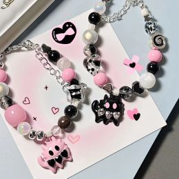 Strands The New Cat Beaded Bracelet For Women Trend Sweet Cute Cool Versatile Pink Black Colour Bracelet Jewellery Gift