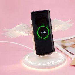Chargers 10W Universal Colorful LED Angel Wings Qi Wireless Charger Charge Dock For iPhone14 13ProMaX 12Pro 11 Mobile Phone Fast Charger
