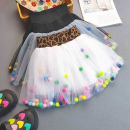 Skirts Baby Girls Dancing Party Princess Skirt Sweet Colourful Pompom Tulle Tutu For Clothes Children H240423