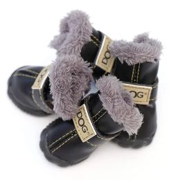 Shoes Dog Winter 4 Snow Chihuahua Supplies Leather s Small Shoes Pug Waterproof Boots Pcs/set For Cats Pet Super Warm
