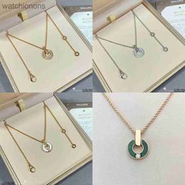 Fashion Luxury Blgarry Designer Necklace Seiko Edition v Gold Plated 18k Rose Gold White Fritillaria Green Peacock Round Jewelry with Logo and Gift Box