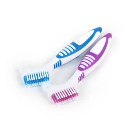 Double Side Denture Toothbrush Ergonomics Handle Plastic Multi Layered Bristles False Teeth Oral Care Brush Ergonomics Soft Oral