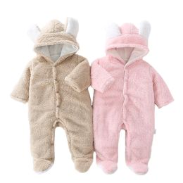 Coats Newborn Baby Winter Clothes cute Infant Girls Outwear clothes Jumpsuit for boys soft fleece warm New born Rompers 012 Month