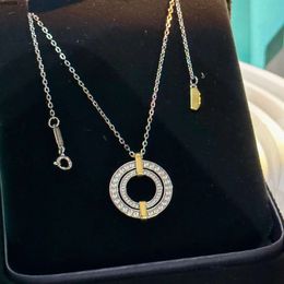 for Necklace Pendant Woman Fashion Tiffanyjewelry Double Circle Gold Sier Diamond Chain Designer Jewellry Lady Girl Birthday Party Wedding