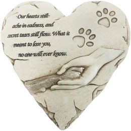 Gravestones White Dog Memorial Stone HandPrinted HeartShaped Personalized Loss of Pet Gifts Dog with Sympathy Poem and Paw in Hand Design