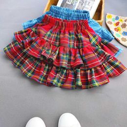 Skirts Baby Girls Pleated Tutu Plaid Skirt Summer Cute Girl Ruffled Cake Princess Ball Gown Children Clothes H240423