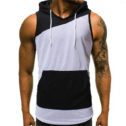 Men's Tank Tops Gyms Clothing Mens Bodybuilding Hooded Top Cotton Sleeveless Vest Sweatshirt Fitness Workout Sportswear Male