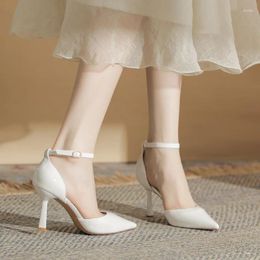 Dress Shoes Small Size 31-39 High Heels Women White Wedding Patent Leather Point Toe Party