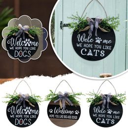 Dog Apparel Pet Listing Reminder Card Personality Wooden Home Door Number Wreath Hanger For Front Outside