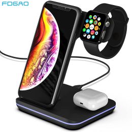 Chargers 3 in 1 15W Wireless Charger Stand For iPhone 15 14 13 12 11 XR 8 Apple Watch 9 Fast Charging Dock Station for Airpods Pro iWatch