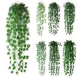 Decorative Flowers 90cm Artificial Vine Garland Leaves Fake Trailing Hanging Plants Greenery Foliage Wedding Party Home Decoration