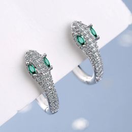 Earrings 2023 New Women's Fashion Snake Inlay Rhinestone Hoop Earrings Shiny Crystal Zircon Stone Huggies Charming Ear Piercing Jewellery