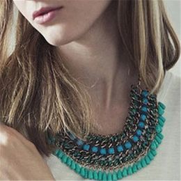 Necklaces Trendy Fashion Ethnic Beads Collar Choker Necklace Woman Bohemian Crystal Tassel Handwork Maxi Pendants Necklaces Jewelry Hot