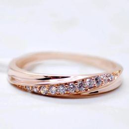 Bands Engagement Wedding Rings For Women Promise Women's Dainty Ring Simple Rose Gold Color Cubic Zirconia Fashion Jewelry R314