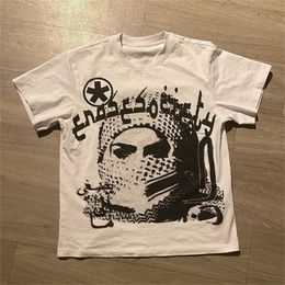 Y2K Cotton T-shirt Grunge Goth Harajuku Graphic Print O-Neck Tee Hip Hop Streetwear Loose Short Sleeve T-shirt Punk Vintage Top 240421