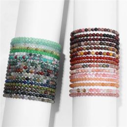 Strands 4MM Natural Stone Beaded Bracelet For Women Men Chakra Reiki Pink Quartzs Agates Stretch Bracelet Amethysts Aquamarines Jewelry