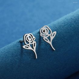 Stud Earrings Kinitial Bohemia Flower Earings Fashion Jewellery Stainless Steel Rose Women Party Ear Piercing Pendientes