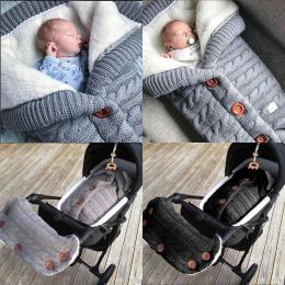 sets Newborn Baby Sleeping Bags Winter Stroller Wrap Warm Blanket Knitting Swaddle Wrap Toddler Sleeping Bag Pram Handrail Bedding
